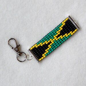 Jamaica Jamaican flag bead keychain, handmade, 30% to charity